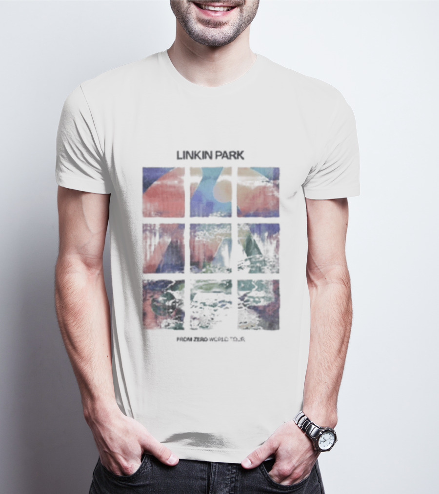 Linkin Park Fz World Tour Australia 2026 Colorful Abstract Squares T-Shirt