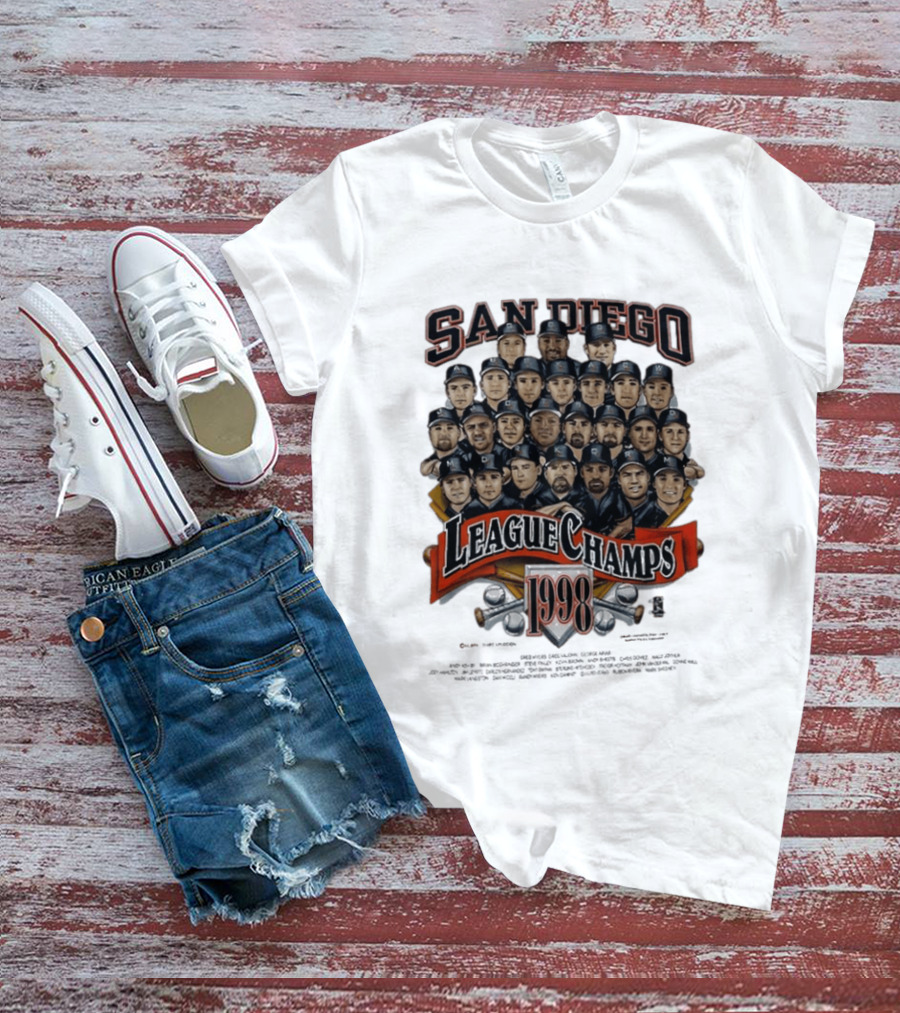 San Diego Padres 1998 League Champs Legends Team Montage T-Shirt