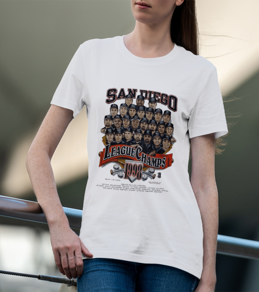 San Diego Padres 1998 League Champs Legends Team Montage T-Shirt