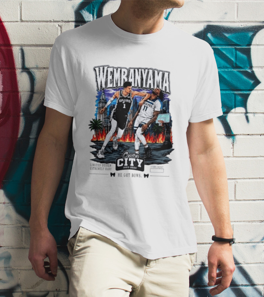 Wembanyama Spurs Center City 1995 2024 Basketball Matchup T-Shirt