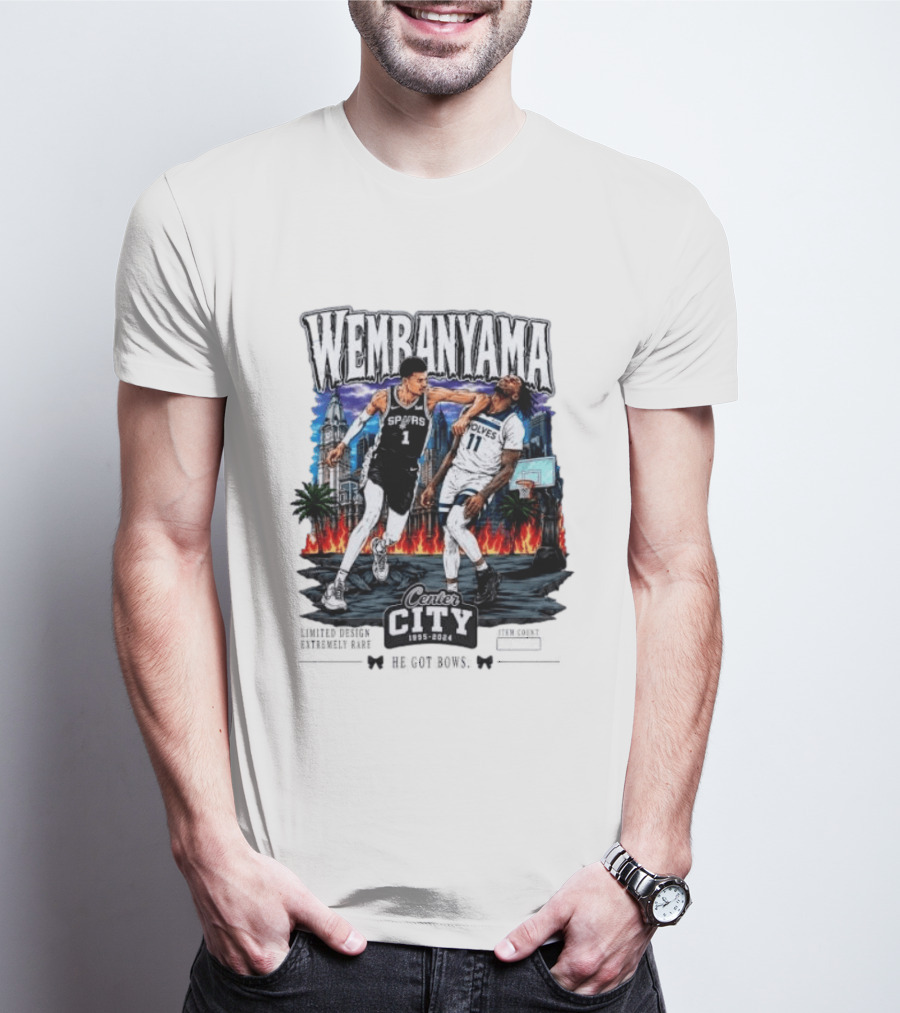 Wembanyama Spurs Center City 1995 2024 Basketball Matchup T-Shirt