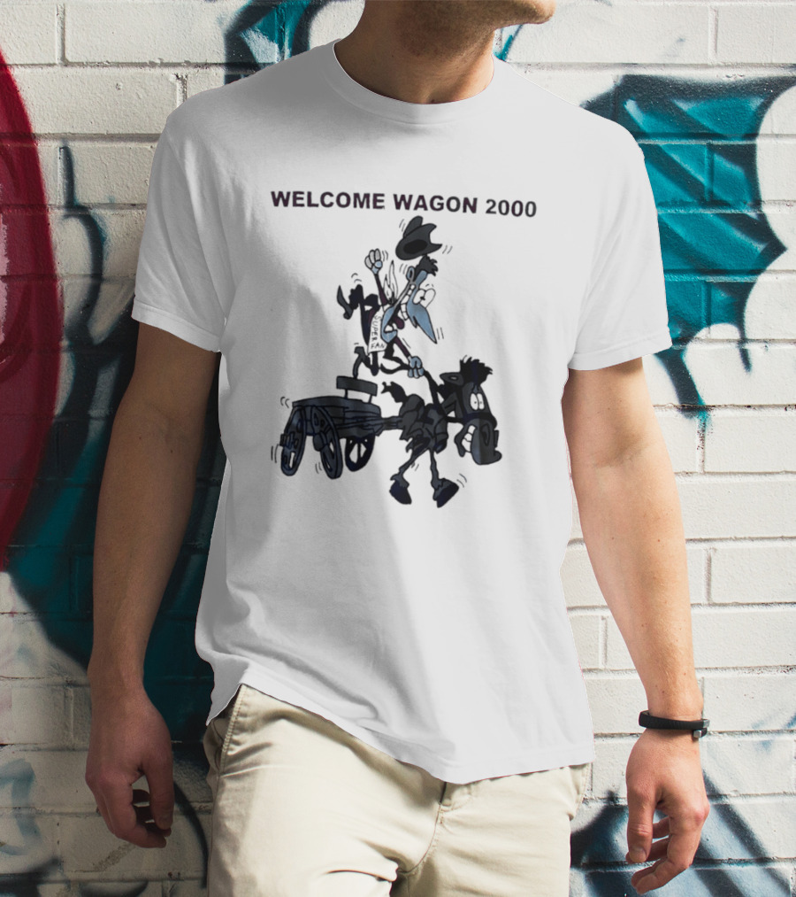 Welcome Wagon 2000 Cartoon Cowboy On A Horse T-Shirt