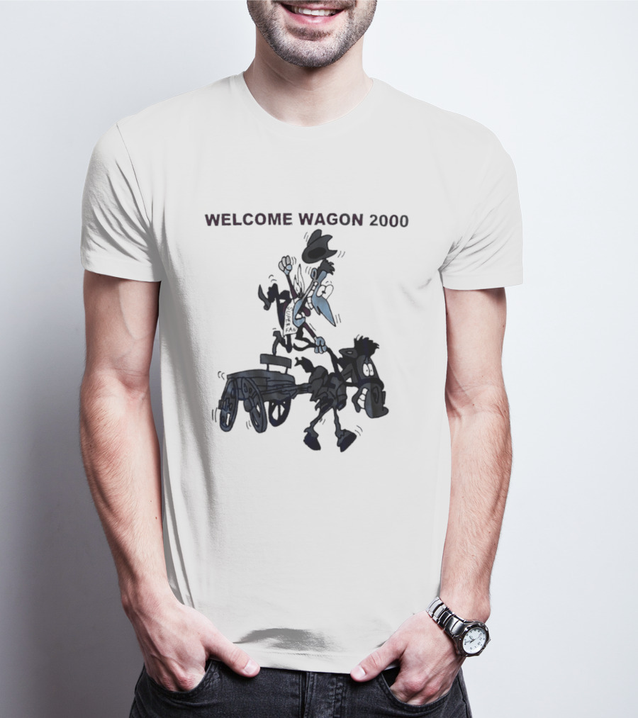 Welcome Wagon 2000 Cartoon Cowboy On A Horse T-Shirt