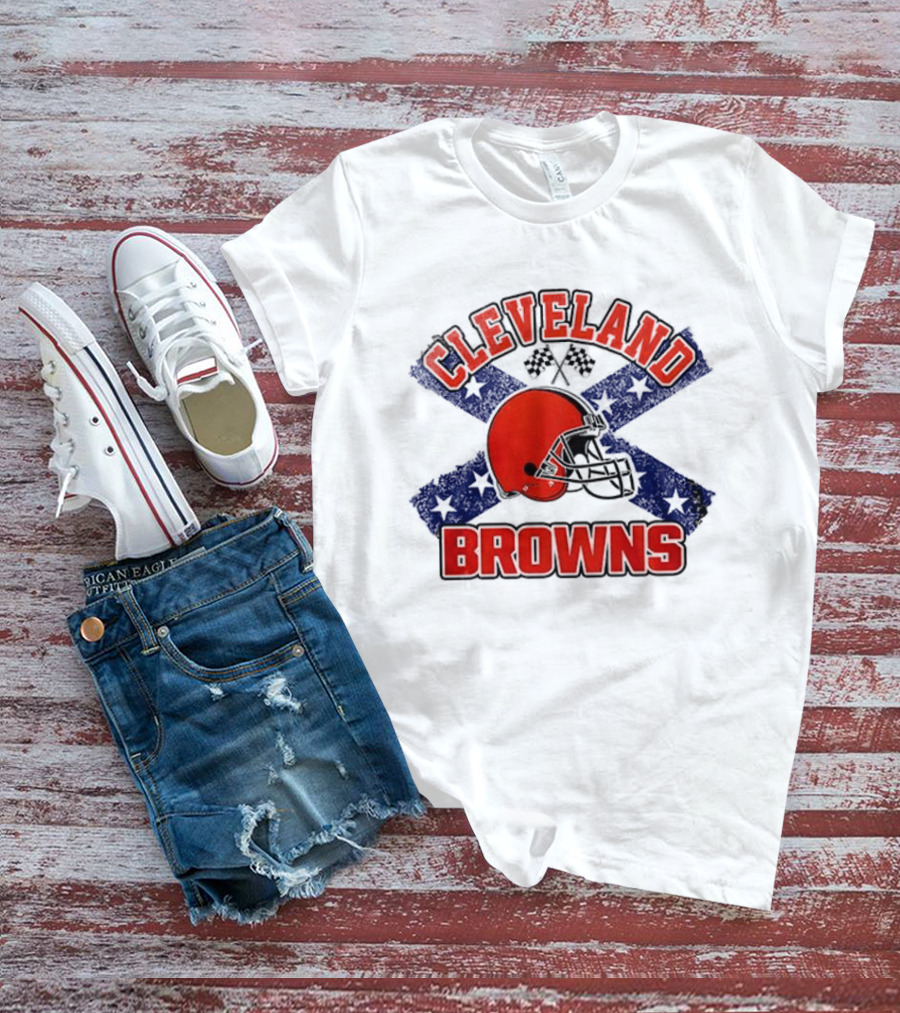 Cleveland Browns Helmet Dukes Of Hazzard Flag T-Shirt