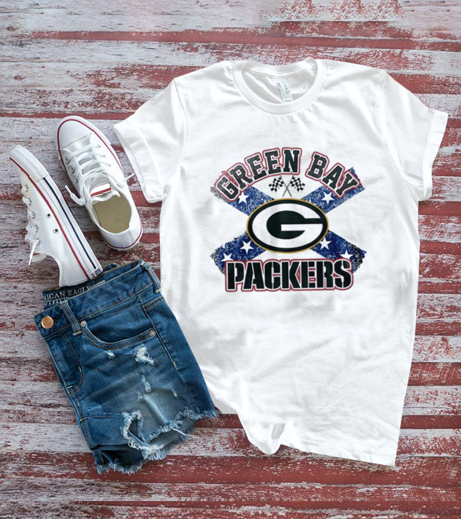 Green Bay Packers G Logo Dukes Of Hazzard Confederate Flag T-Shirt