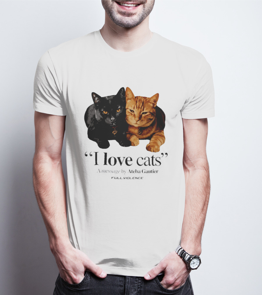 I Love Cats Ateba Gautier Full Violence Black And Ginger Cat Duo T-Shirt