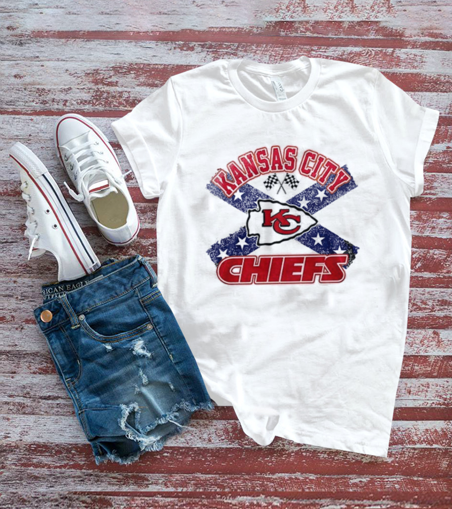 Kansas City Chiefs KC Red Logo Stars And Bars Caricature T-Shirt
