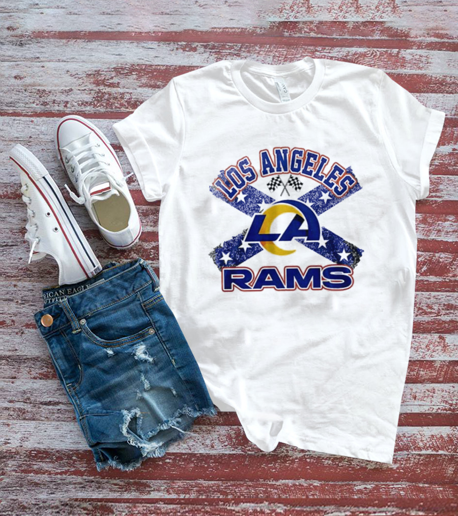 Los Angeles Rams LA Dukes Of Hazzard Crossed Flags T-Shirt