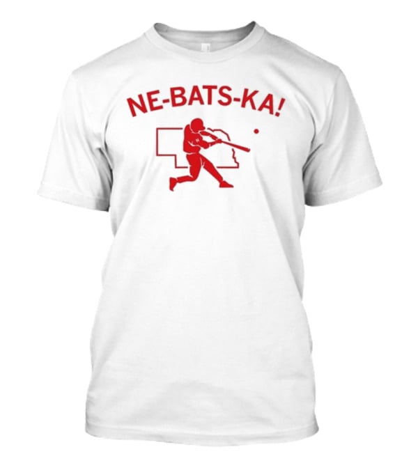 Ne Bats Ka Baseball Player Nebraska Outline Red T-Shirt