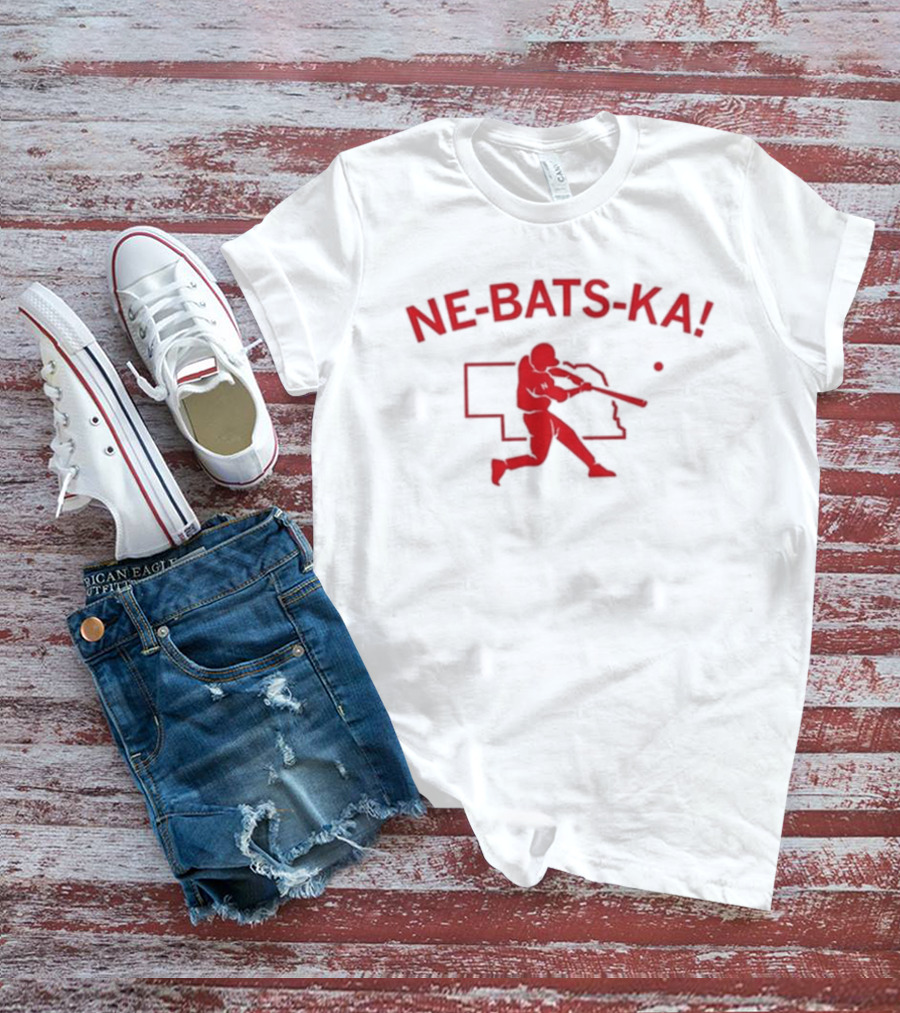 Ne Bats Ka Baseball Player Nebraska Outline Red T-Shirt