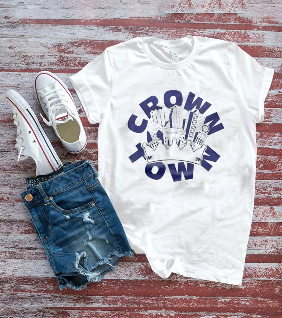 Original Charlie Hustle Crown Town Cityscape White Cap T-Shirt