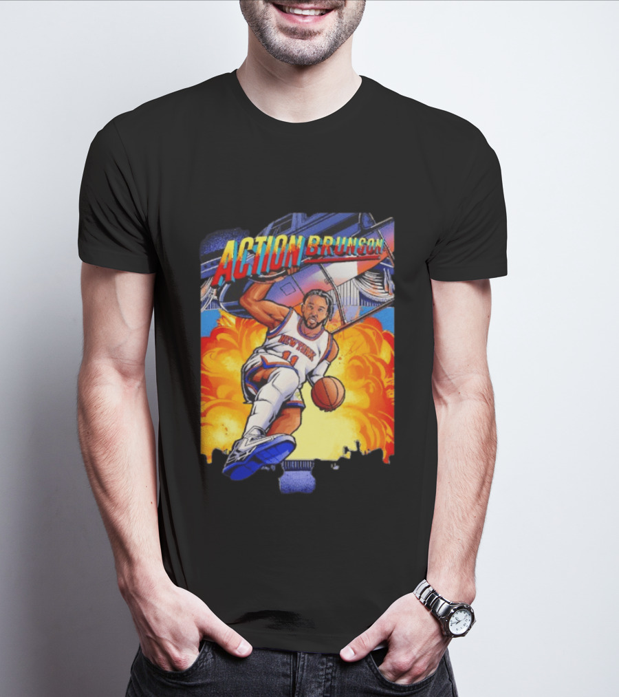 Action Brunson New York Knicks Basketball Comic Explosive Dynamic T-Shirt