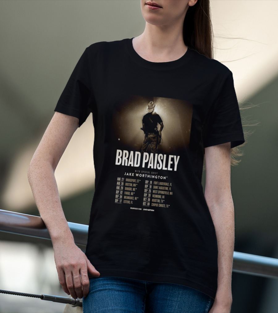 Brad Paisley 2026 Tour Dates With Jake Worthington Guest Performance T-Shirt