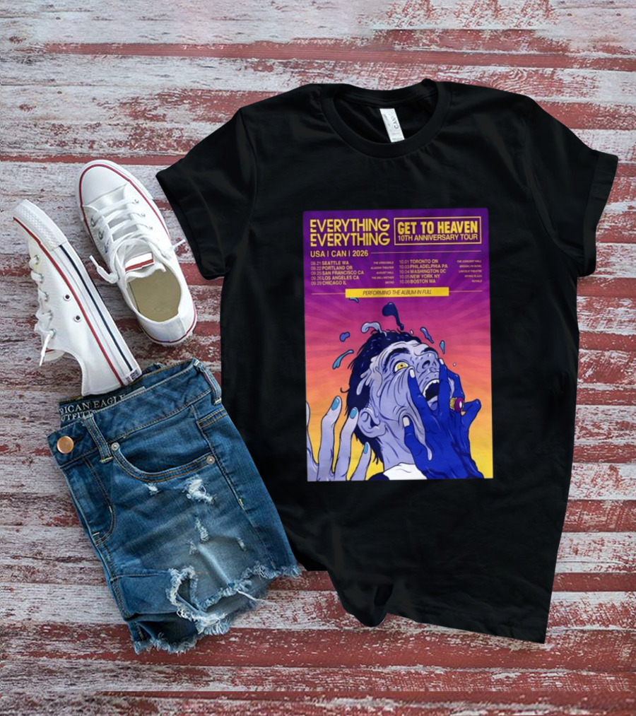 Everything Everything Get To Heaven 10th Anniversary Tour 2026 USA Canada Dates T-Shirt
