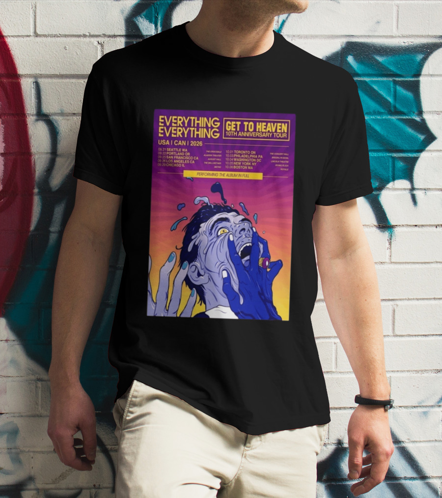Everything Everything Get To Heaven 10th Anniversary Tour 2026 USA Canada Dates T-Shirt