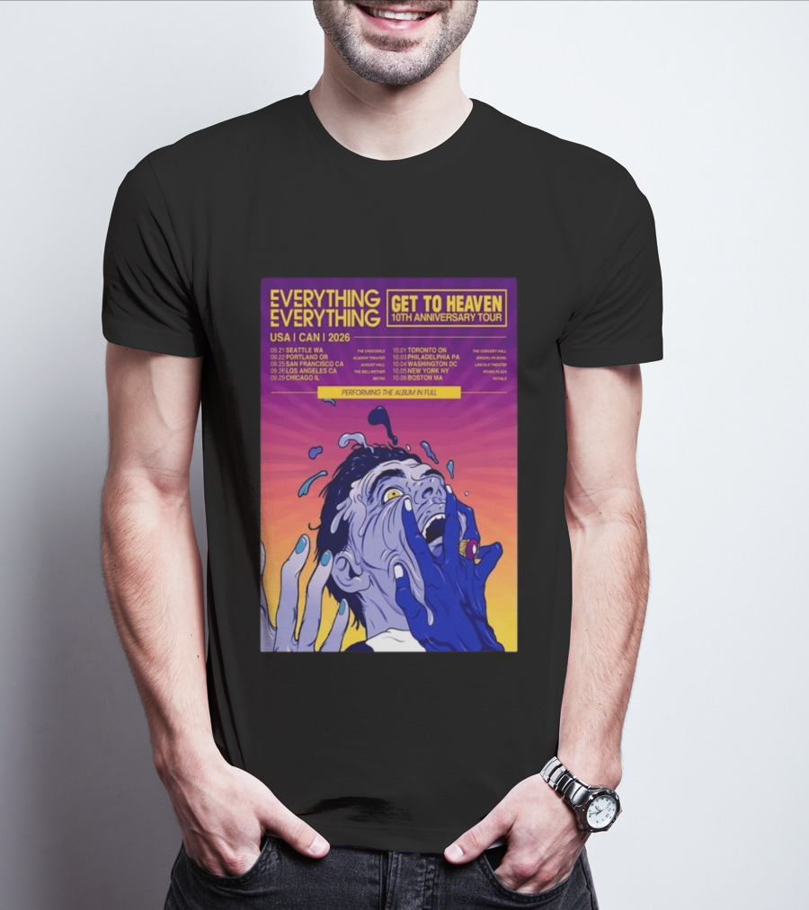 Everything Everything Get To Heaven 10th Anniversary Tour 2026 USA Canada Dates T-Shirt