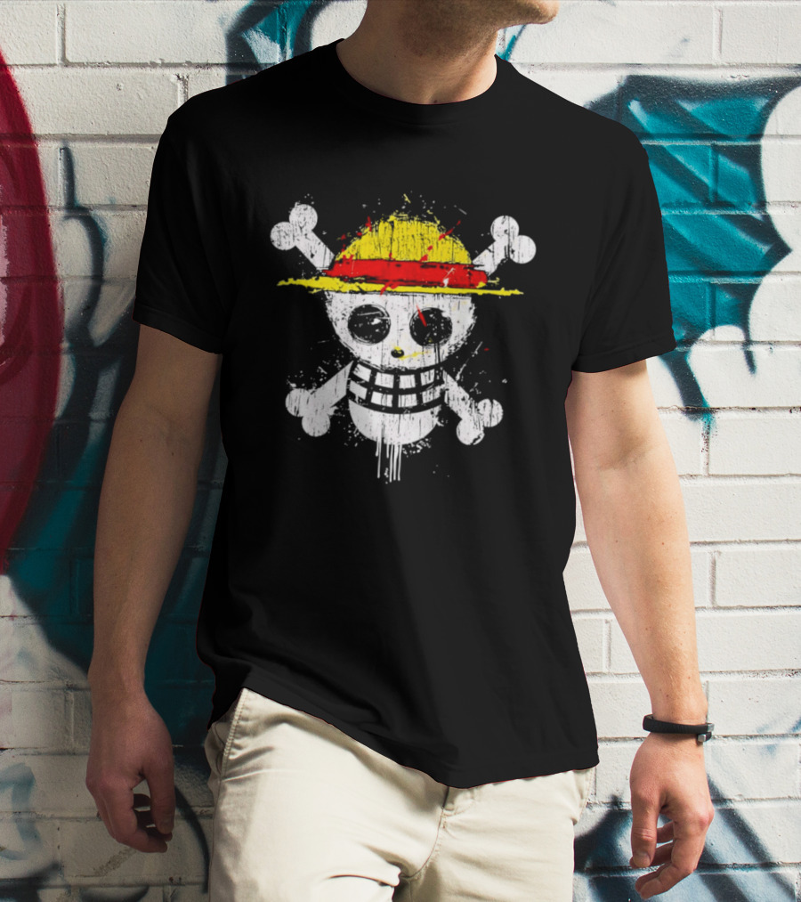 Jolly Roger Straw Hat Pirate Skull Monkey D. Luffy One Piece T-Shirt