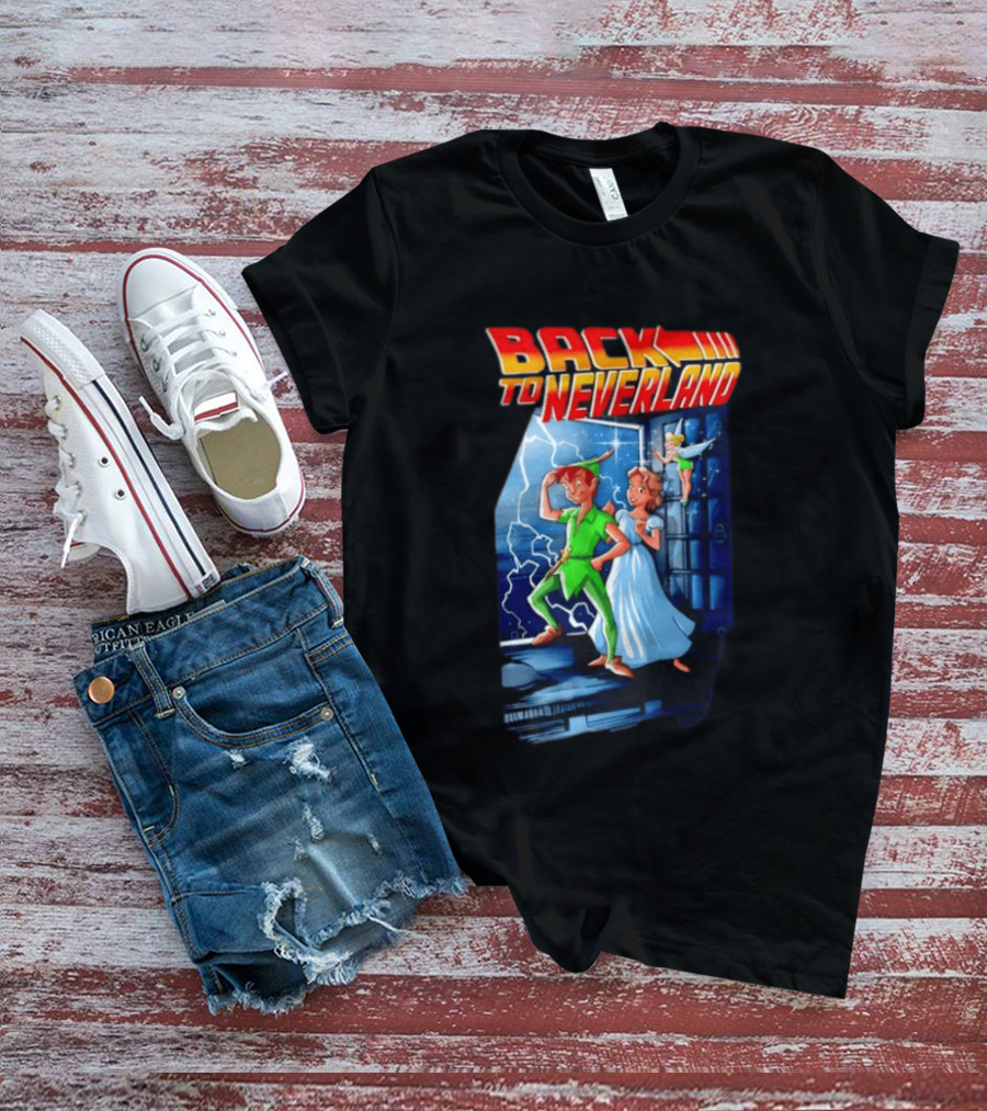 Back To Neverland Peter Pan Wendy Tinkerbell Mashup Back To The Future T-Shirt
