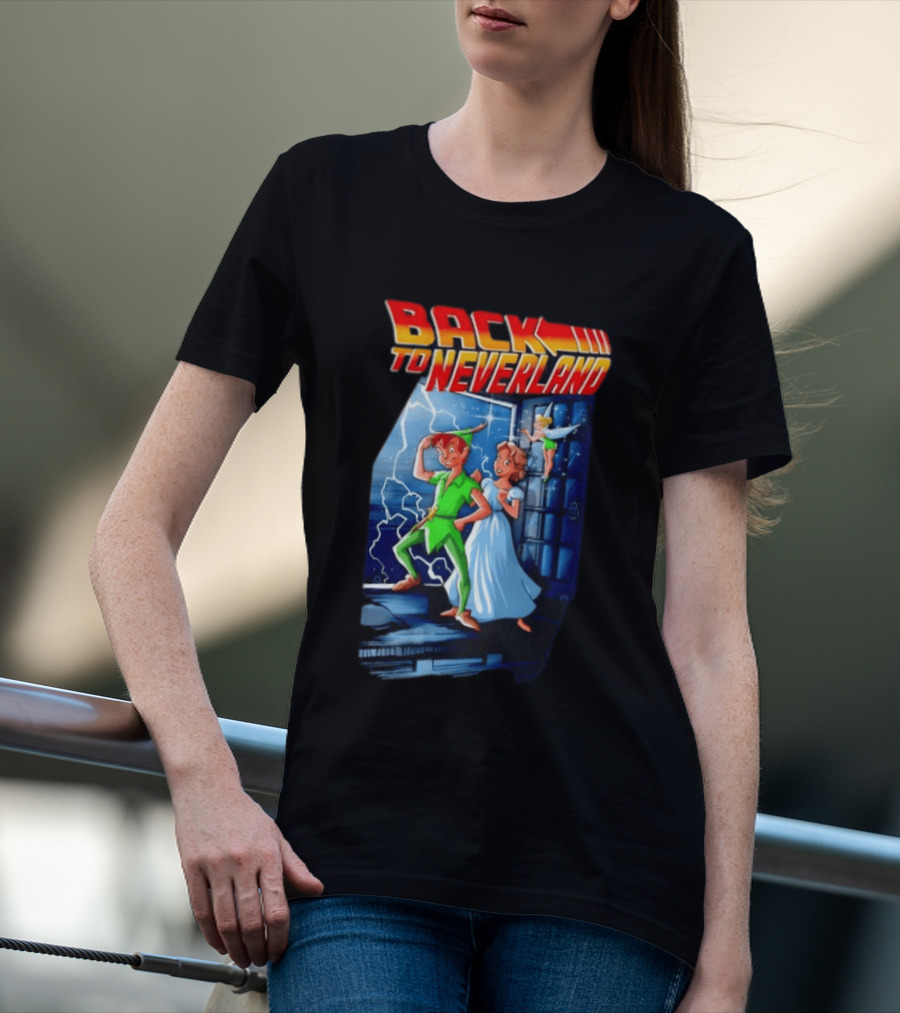 Back To Neverland Peter Pan Wendy Tinkerbell Mashup Back To The Future T-Shirt