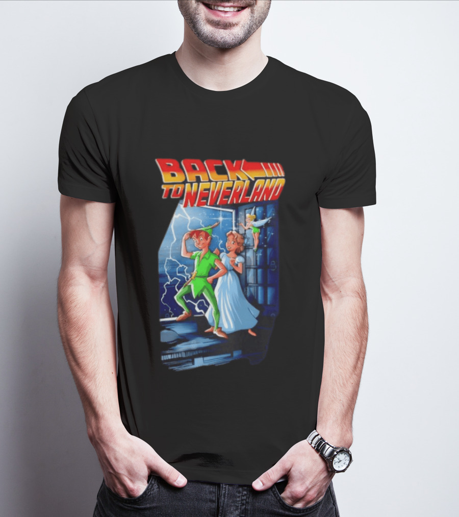 Back To Neverland Peter Pan Wendy Tinkerbell Mashup Back To The Future T-Shirt