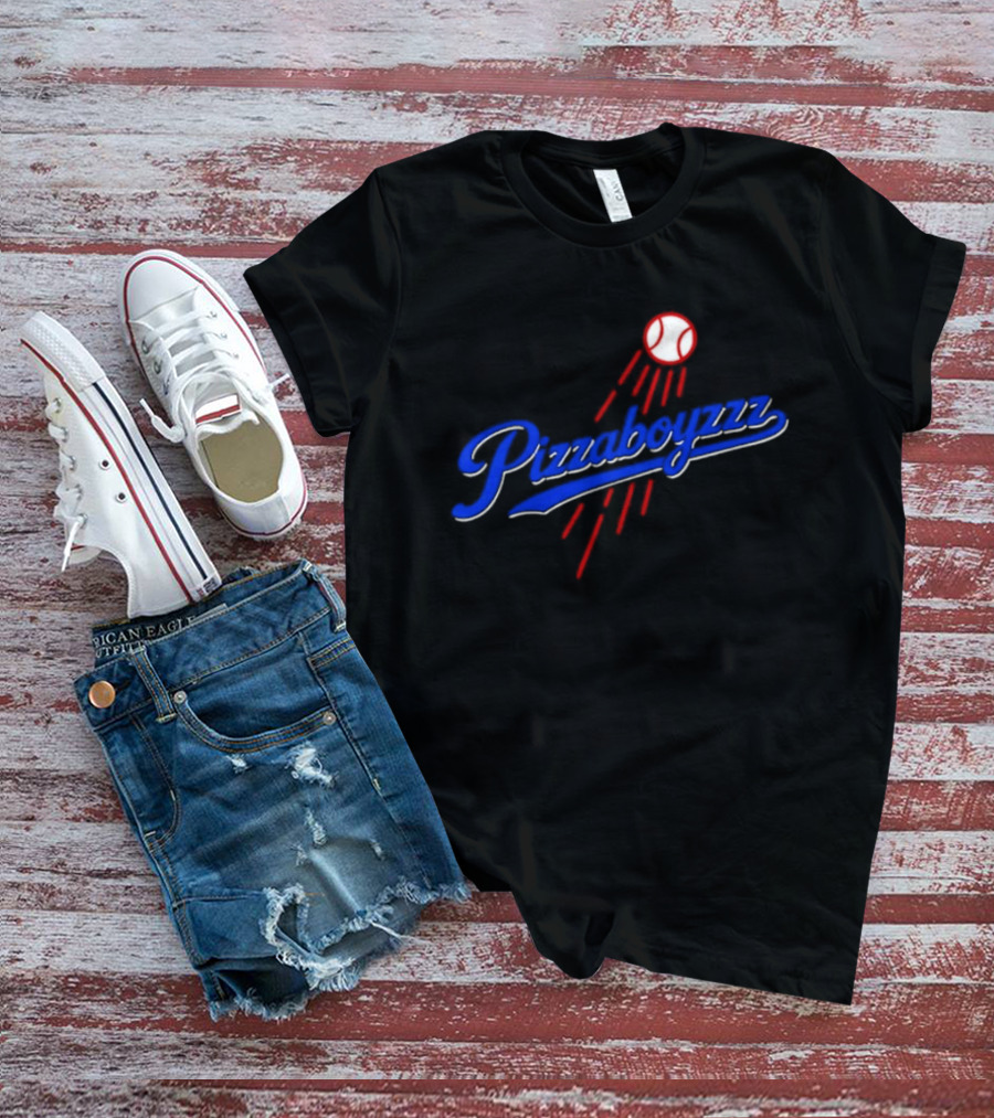 Pizzaboyzzz Los Angeles Dodgers MLB Baseball 2026 Baseball Projectile Motif T-Shirt