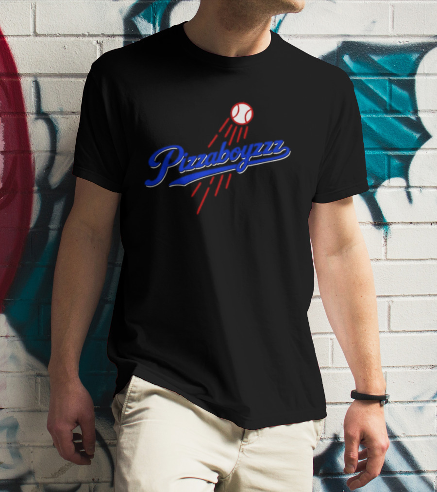 Pizzaboyzzz Los Angeles Dodgers MLB Baseball 2026 Baseball Projectile Motif T-Shirt