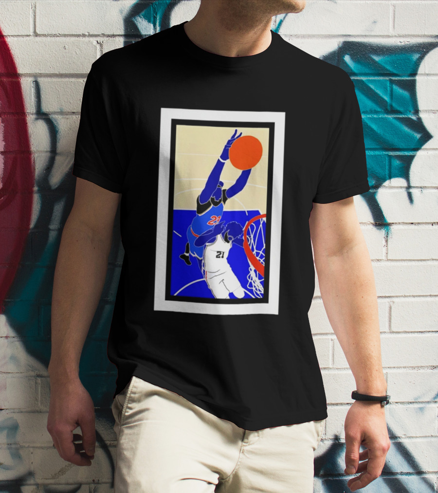 Mitchell Robinson Slam Dunk Over Joel Embiid New York Knicks T-Shirt