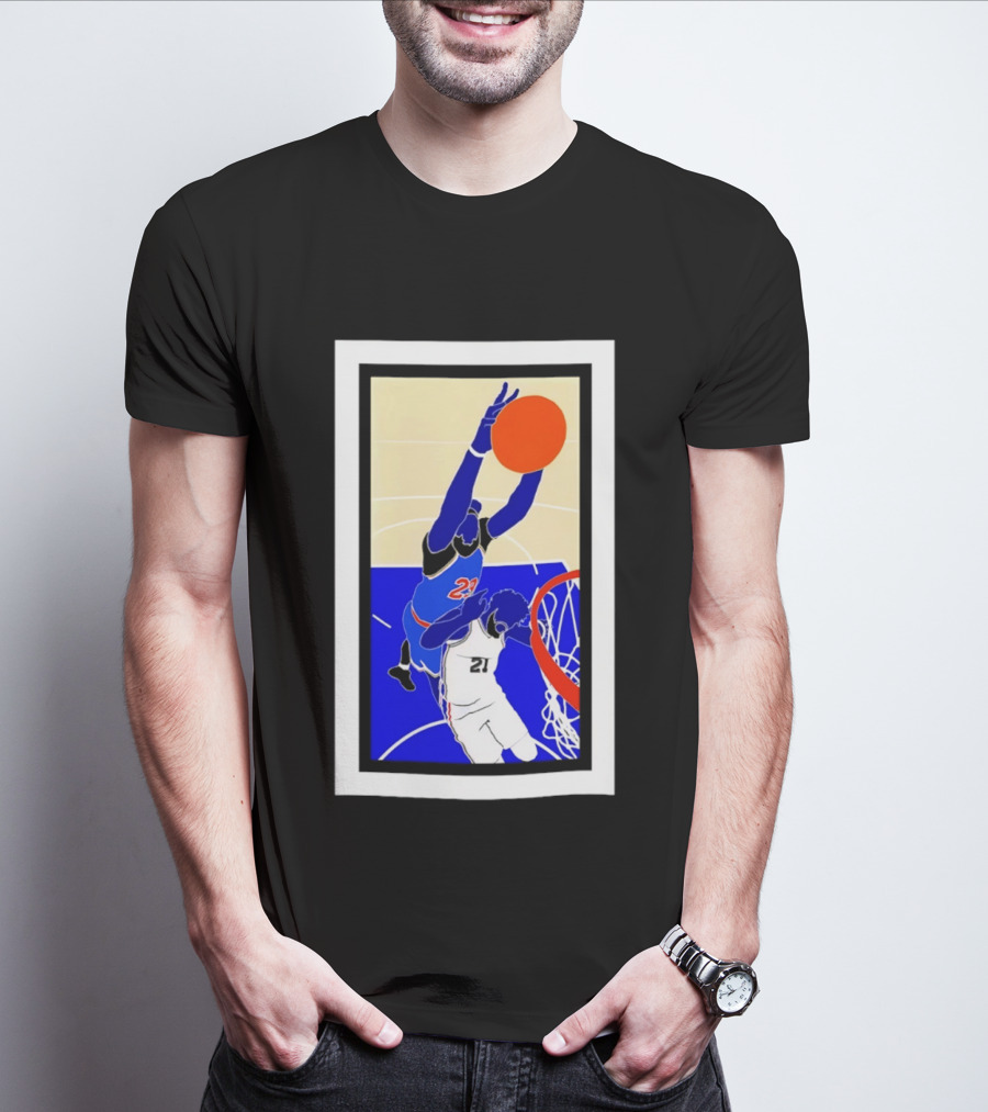 Mitchell Robinson Slam Dunk Over Joel Embiid New York Knicks T-Shirt