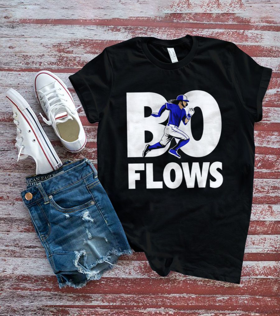 Bo Flows Running Baseball Player In Blue Uniform T-Shirt