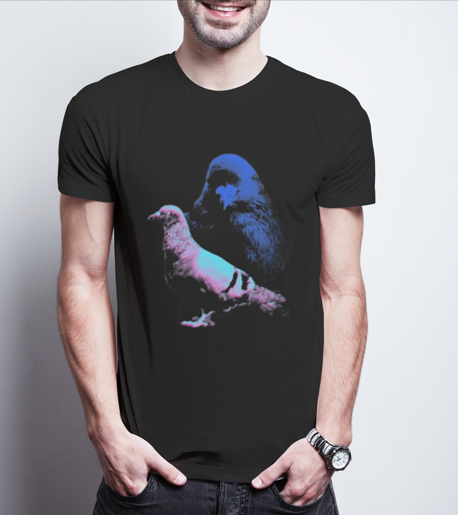 It's Just A Pigeon Neon Duo Bold Colors Contrast T-Shirt