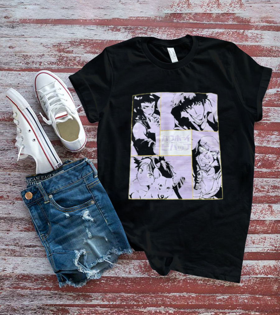 Cowboy Bebop Anime Characters Collage Faye Spike Ein Jet T-Shirt