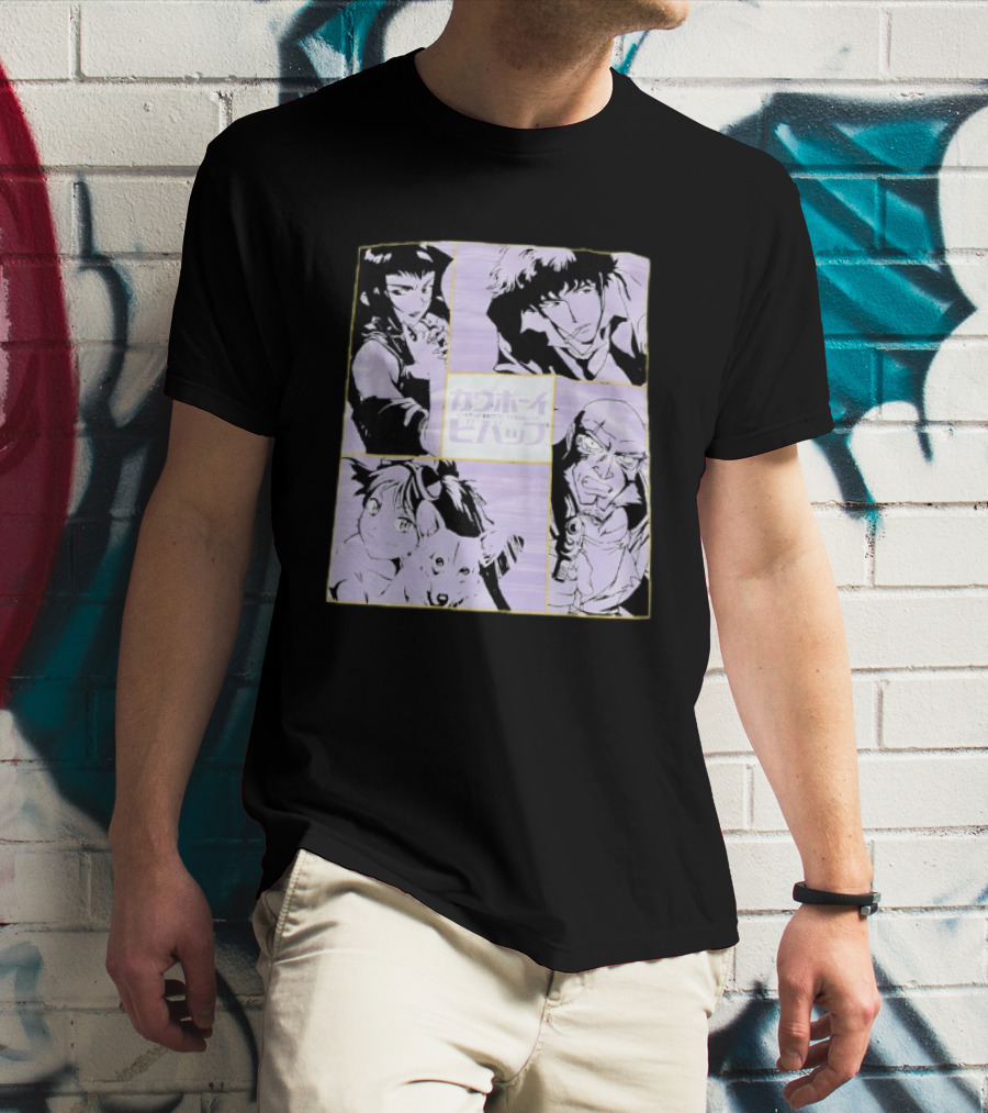 Cowboy Bebop Anime Characters Collage Faye Spike Ein Jet T-Shirt