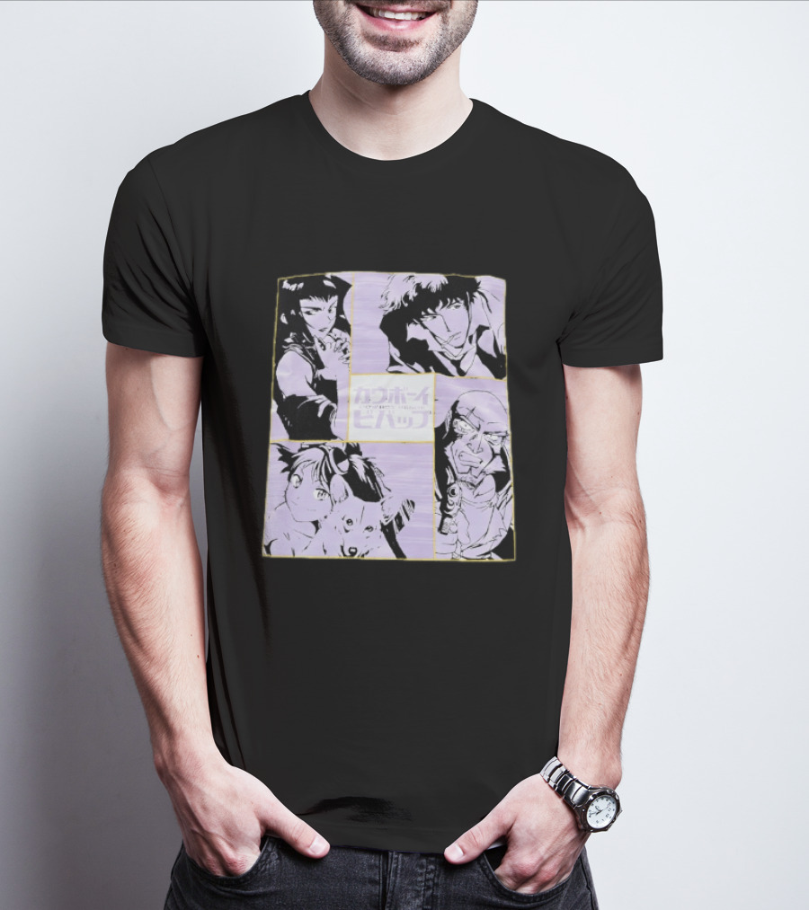 Cowboy Bebop Anime Characters Collage Faye Spike Ein Jet T-Shirt