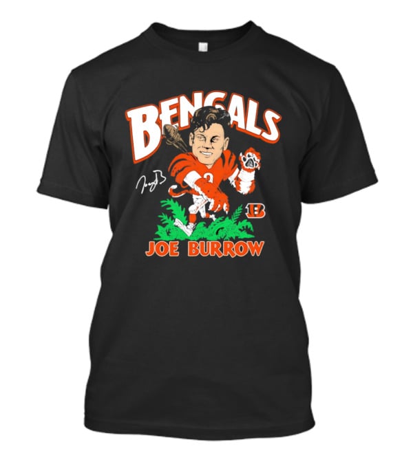 Bengals Joe Burrow Caricature Football T-Shirt