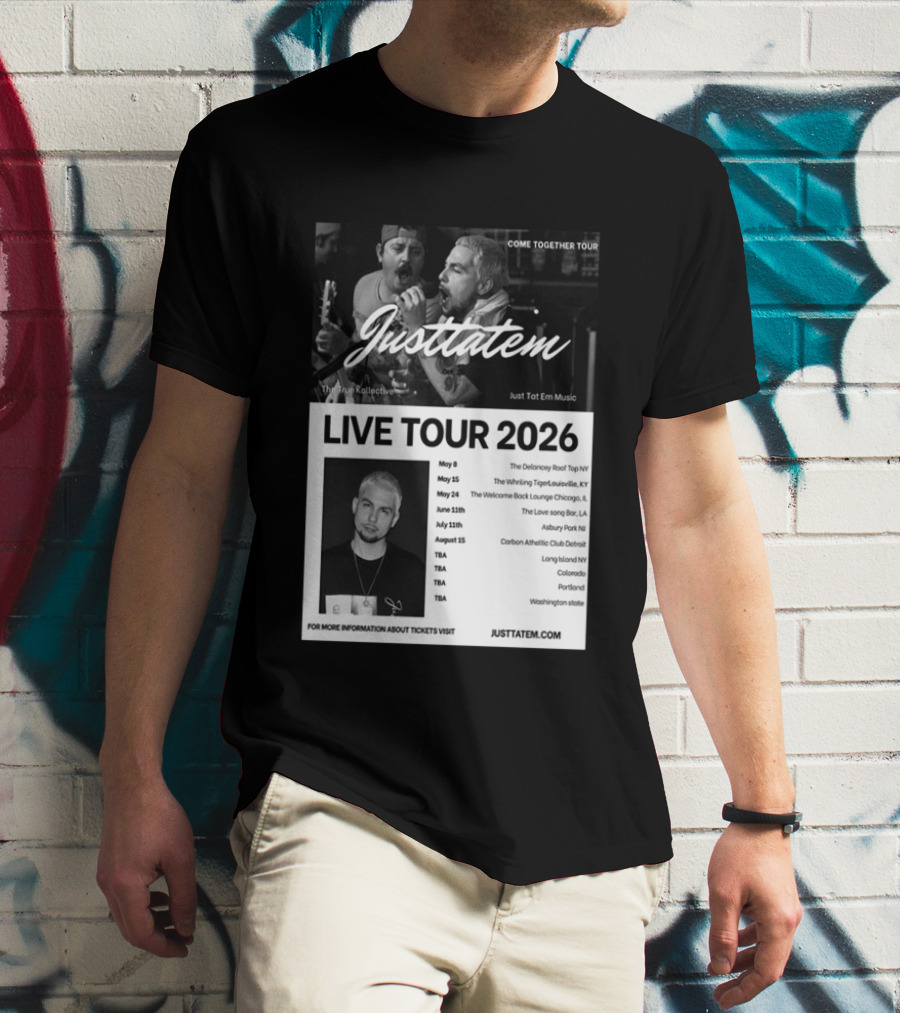 Live Tour 2026 Justtatem Come Together Justin Barona Tour Dates T-Shirt