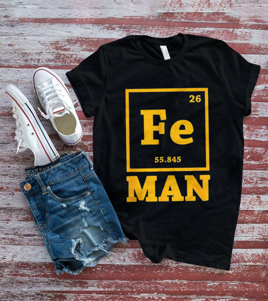 Fe 26 55.845 Periodic Chemistry Element Man T-Shirt