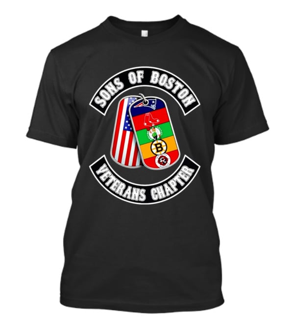 Boston Sports Patriots Red Sox Celtics Bruins Revolution Flags Dog Tags T-Shirt