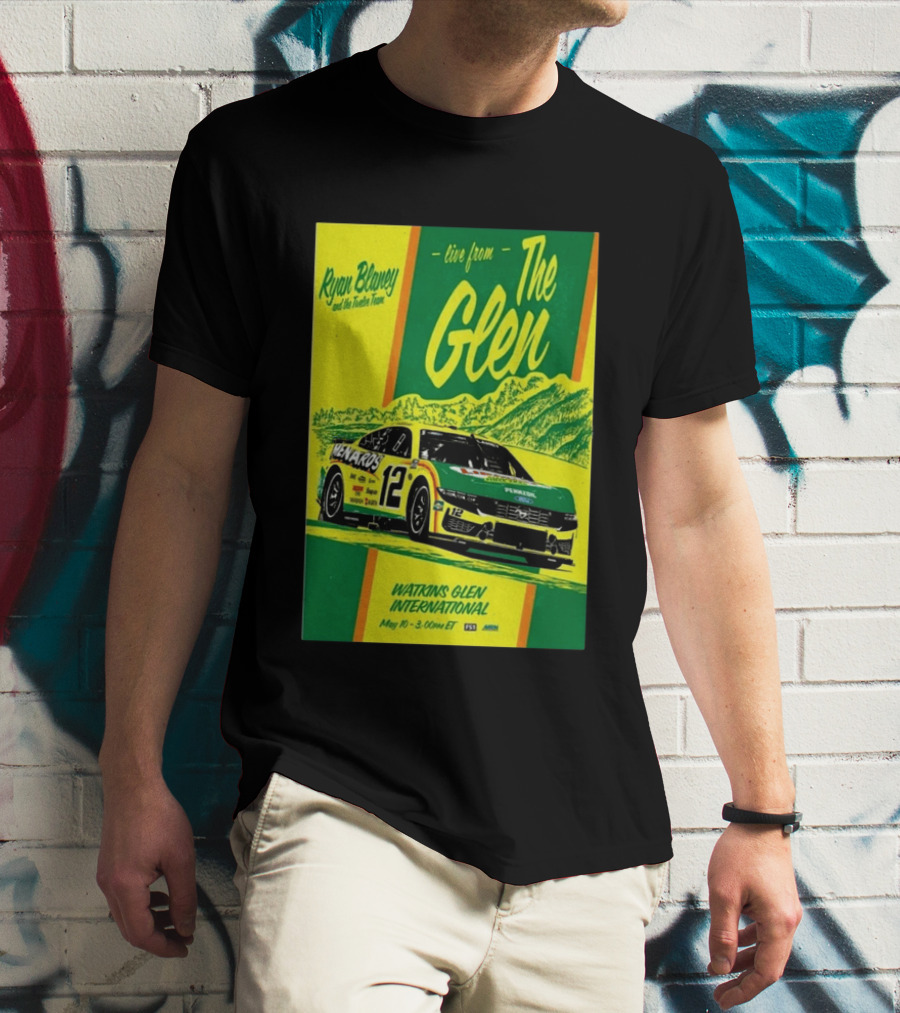 Ryan Blaney Live From The Glen Watkins Glen International May 10 3:00pm ET NASCAR Race Team Menards Pennzoil Car 12 T-Shirt
