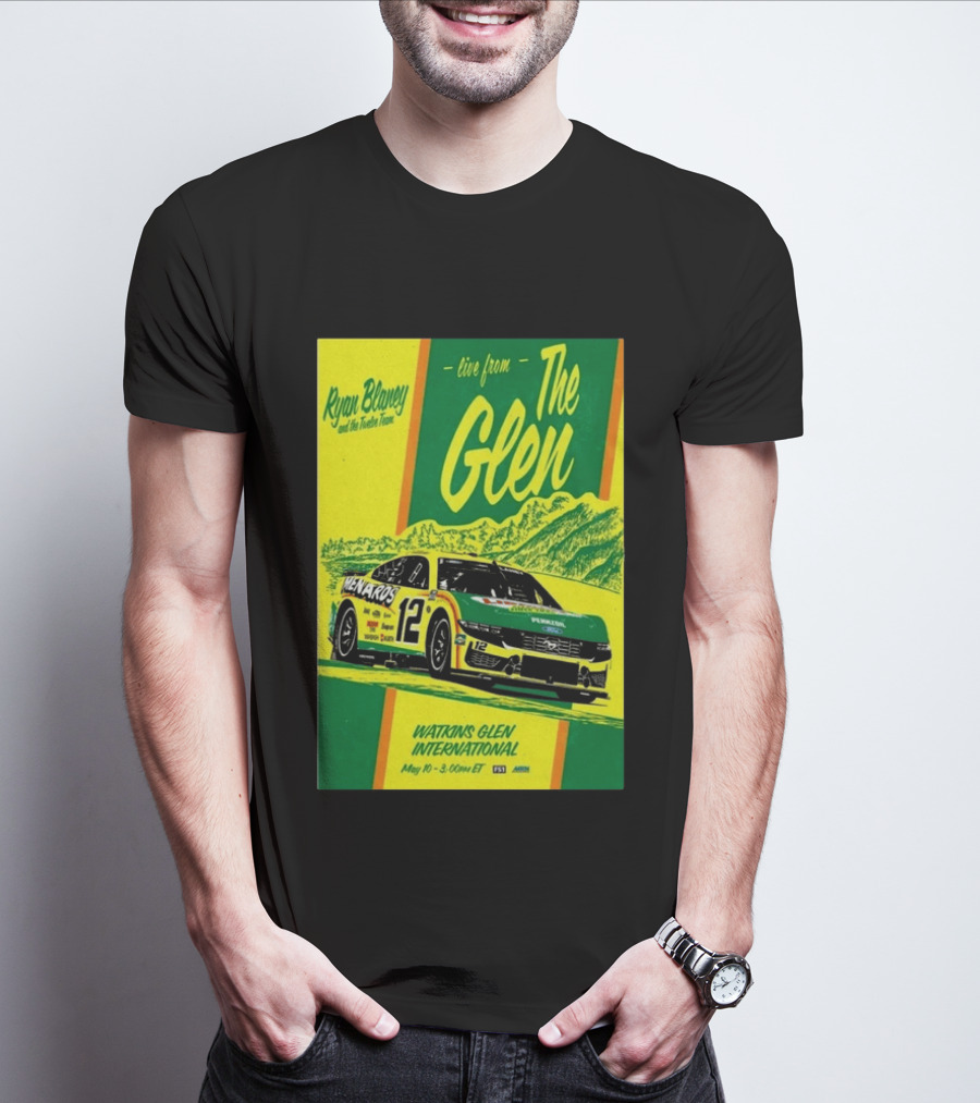 Ryan Blaney Live From The Glen Watkins Glen International May 10 3:00pm ET NASCAR Race Team Menards Pennzoil Car 12 T-Shirt
