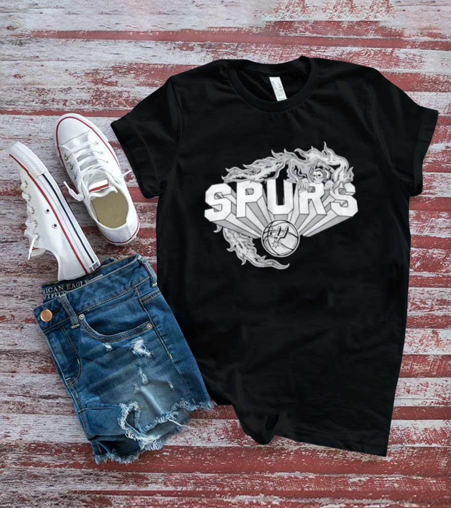 San Antonio Spurs Warren Lotas Flames 2026 Basketball Collaboration T-Shirt