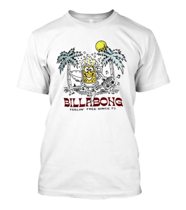 Billabong Feelin Free Since 73 Beer Tropical Vibes Palm Trees Sun T-Shirt