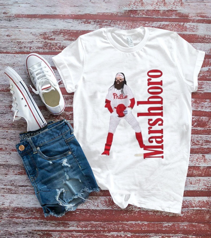Brandon Marshboro Phillies Player Uniform Red Vertical T-Shirt