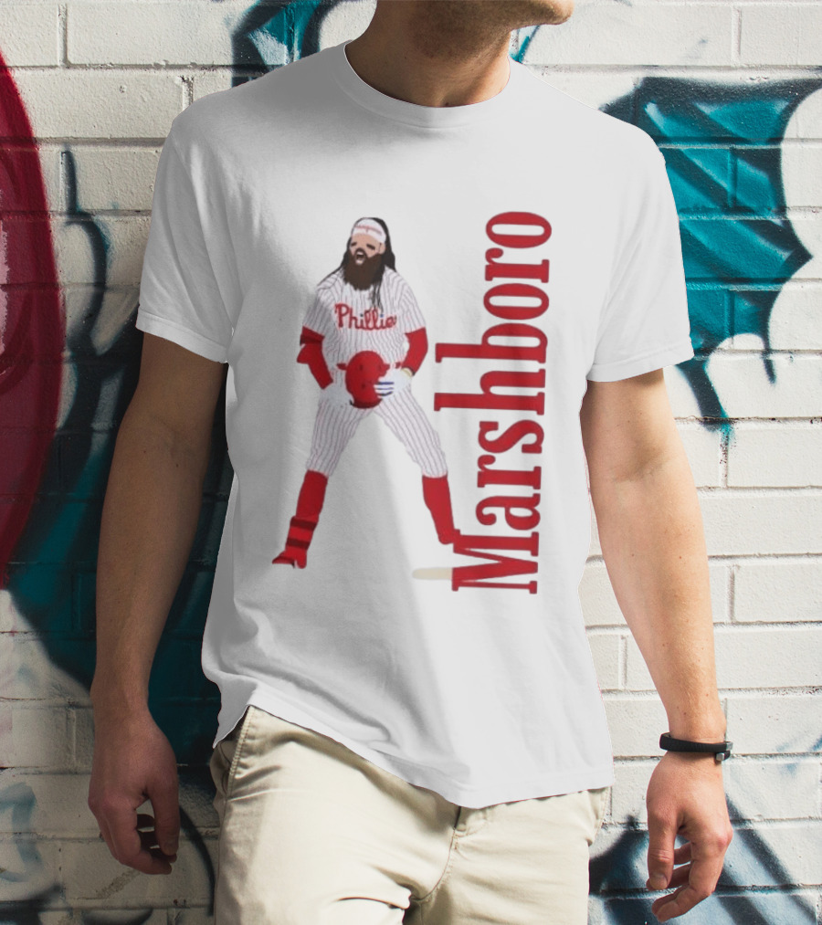 Brandon Marshboro Phillies Player Uniform Red Vertical T-Shirt