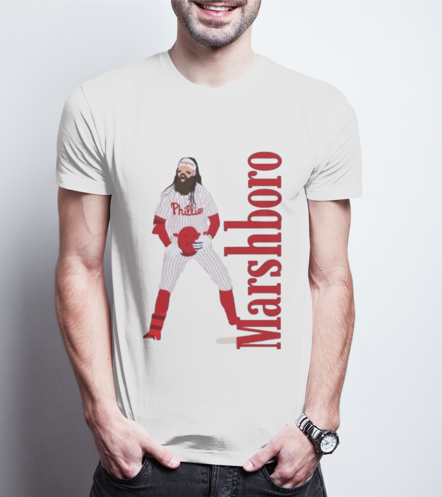 Brandon Marshboro Phillies Player Uniform Red Vertical T-Shirt