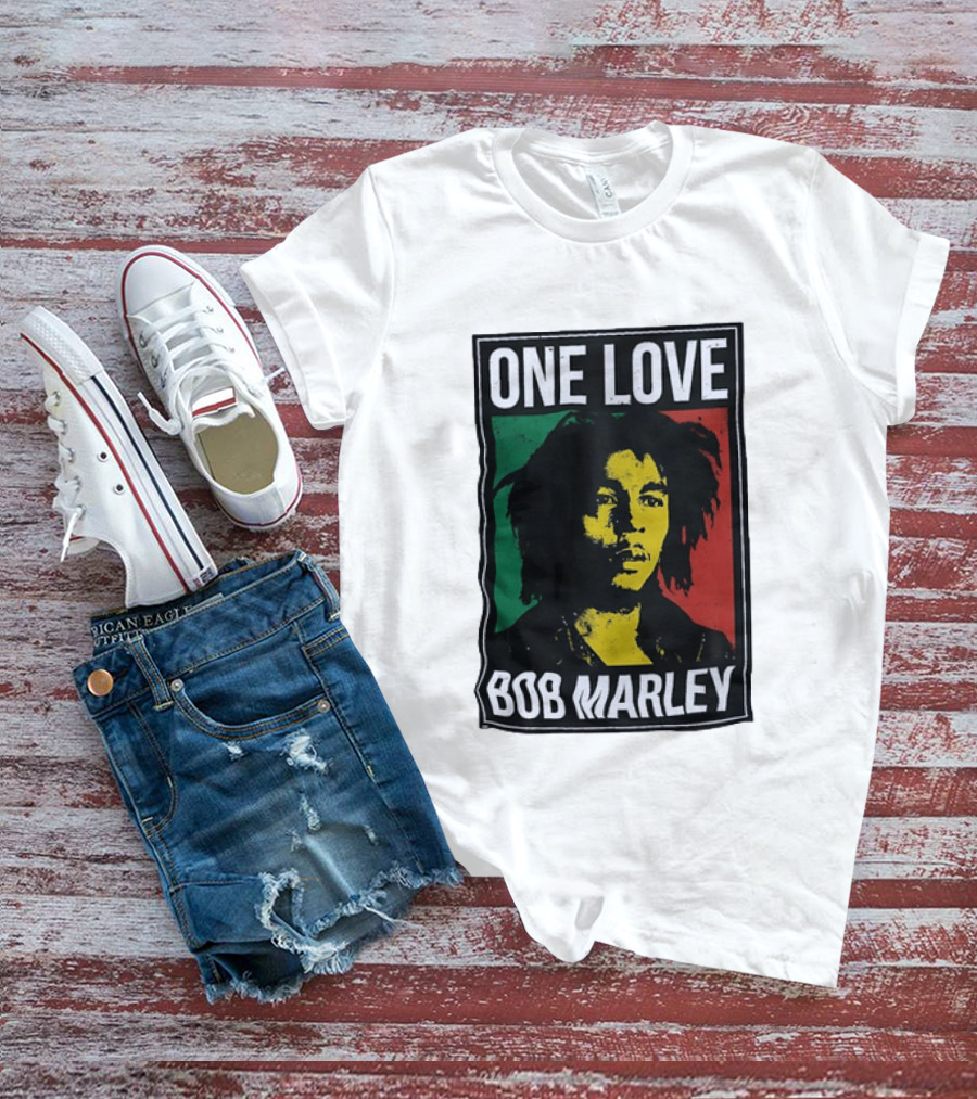 One Love Bob Marley Reggae Rastafarian Tricolor T-Shirt