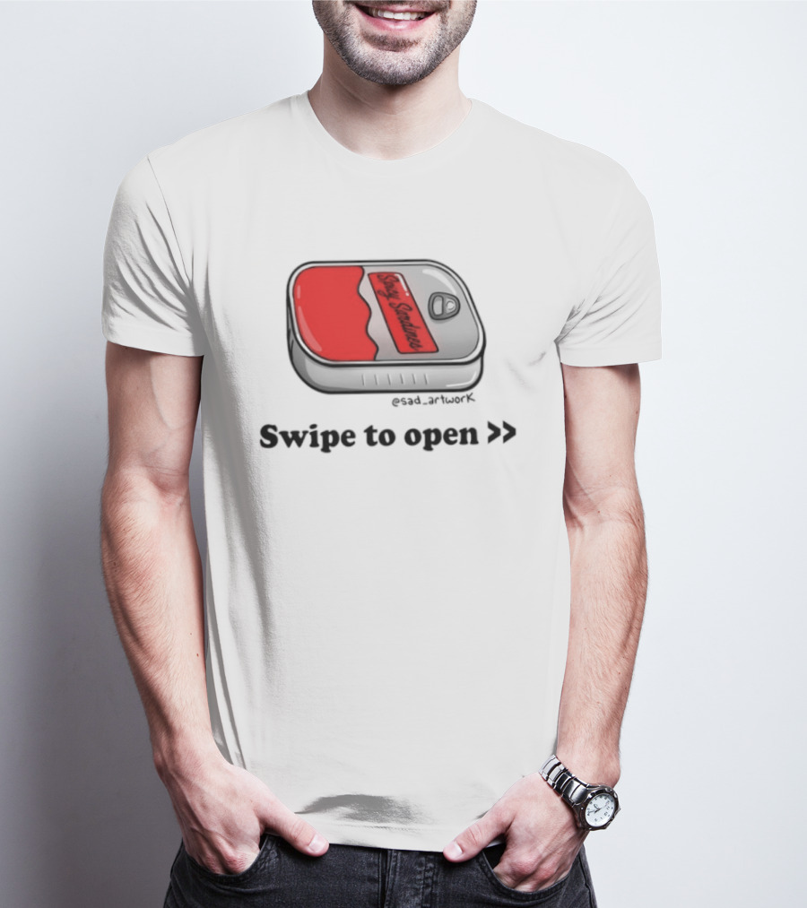 Spicy Sardines Swipe To Open Can Print T-Shirt