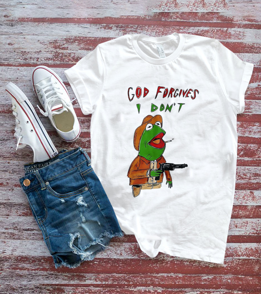 Yeehaw Kermit God Forgives I Don't Cowboy Humor T-Shirt