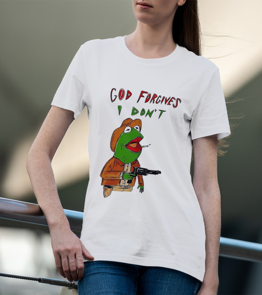 Yeehaw Kermit God Forgives I Don't Cowboy Humor T-Shirt