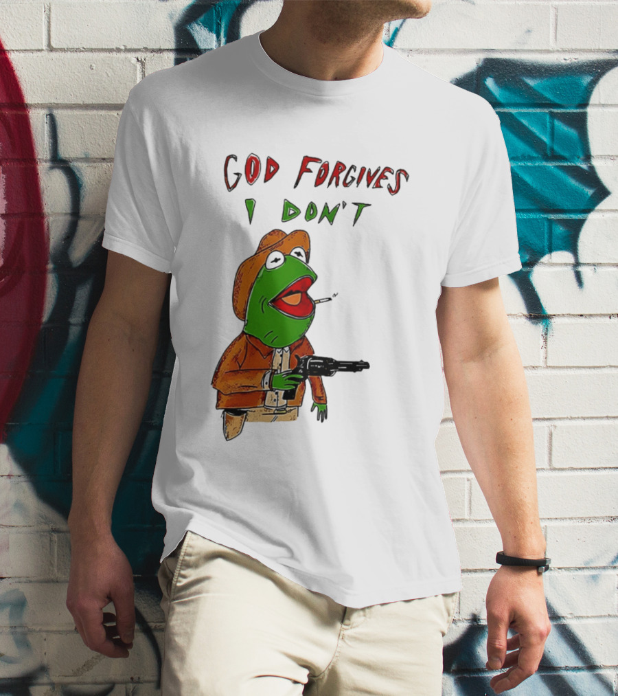 Yeehaw Kermit God Forgives I Don't Cowboy Humor T-Shirt