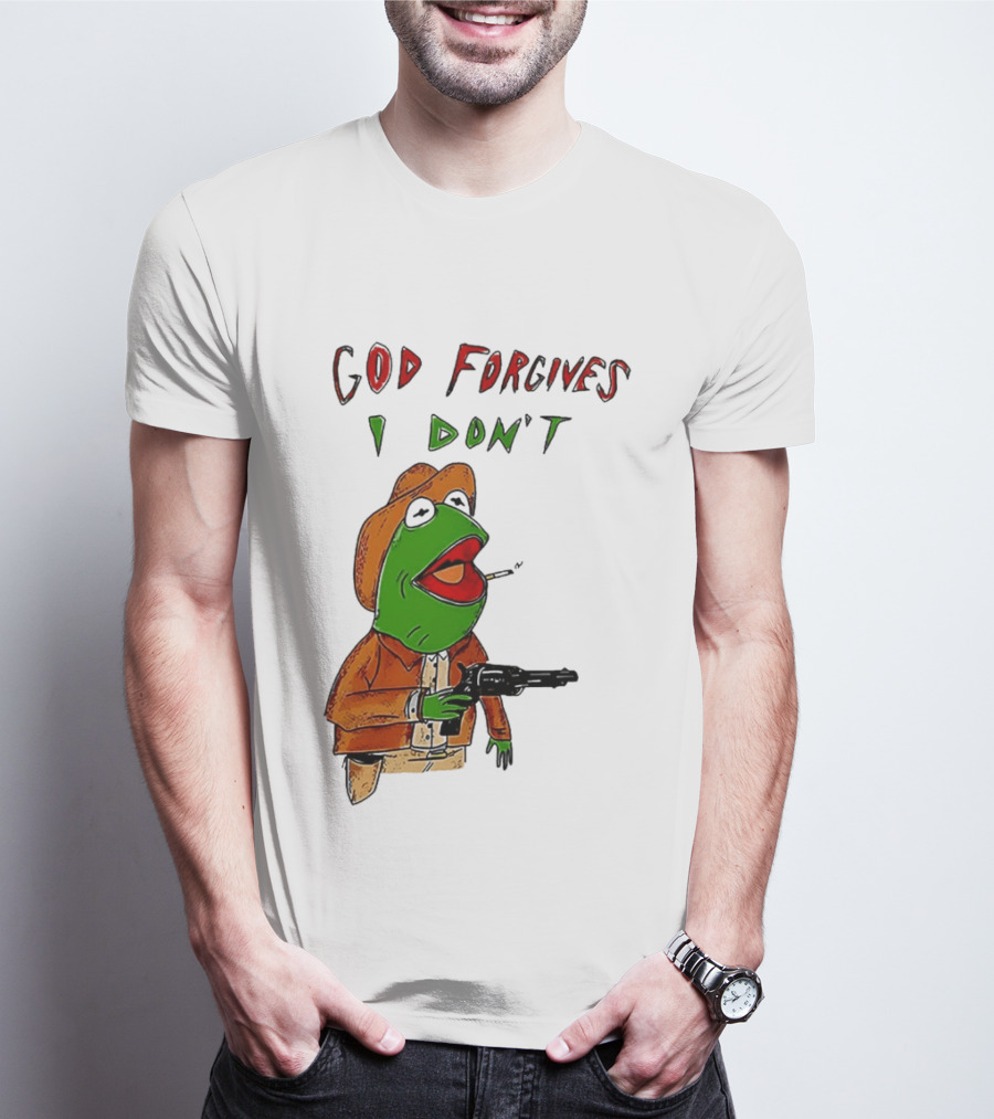 Yeehaw Kermit God Forgives I Don't Cowboy Humor T-Shirt